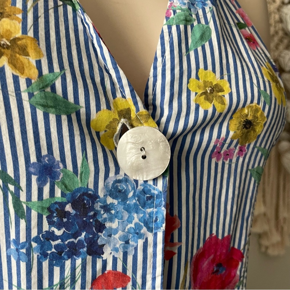 Zara 100% Cotton Front Button Down Striped Midi Dress Size Small - Picture 5 of 10